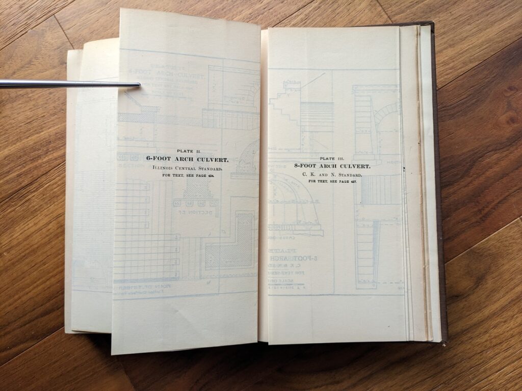 folding plates - 6-Foot Arch Culvert and 8-Foot Arch Culvert - 1903 A Treatise on Masonry Construction by Ira O. Baker - New York, J. Wiley & Sons - Ninth Edition