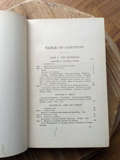 page 1 of 7 Table of Contents - 1903 A Treatise on Masonry Construction by Ira O. Baker - New York, J. Wiley & Sons - Ninth Edition