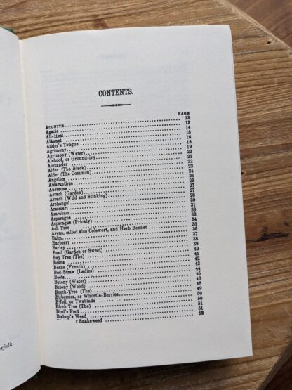 Contents page 1 of 8-Culpeper's Complete Herbal circa 1970's - undated