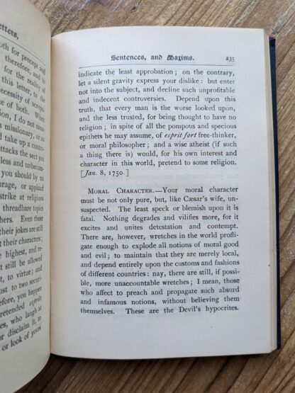 Letters, Sentences and Maxims by Philip Earl of Chesterfield - published by Henry Altemus - pages inside - undated - moral character