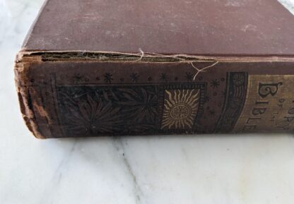 cloth split down bottom half of spine edge - 1887 The Story of the Bible by Charles Foster - The Royal Publishing Company-