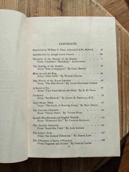 page 1 of 3 of Contents page - 1943 Great Sea Stories by Joseph L. French - Tudor Publishing Co.