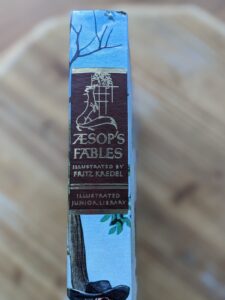 upper binding - 1978 Aesop’s Fables - Illustrated Junior Library Edition - drawings by Fritz Kredel