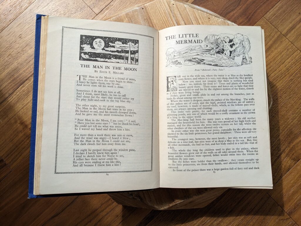 The Man in the Moon and The Little Mermaid - The Golden Wonder Book edited by Crossland and Parrish - Collins' Clear-Type Press