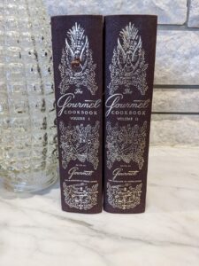 binding view - 1965 The Gourmet Cook Book Volumes 1 & 2 Revised Ed First Printing - boxed set