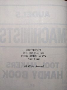 copyright up close - 1956 Audels Machinists And Tool Makers Handy Book By Frank D Graham