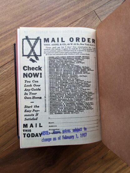 mail order page - 1956 Audels Machinists And Tool Makers Handy Book By Frank D Graham
