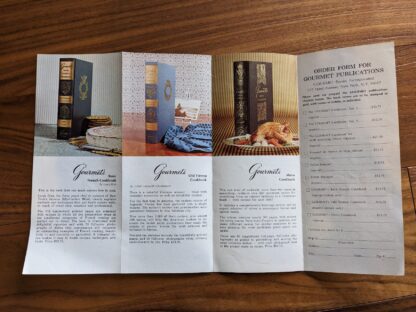 merchandise pamplete that came with purcahse of a 1965 The Gourmet Cook Book Volumes 1 & 2 Revised Ed First Printing - boxed set