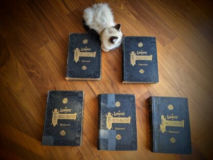 The 20th Century Edition De Luxe A Library of Freemasonry 5 Vo Set - Published in 1911 by The John C. Yorston Publishing Co.  - First Edition - with a ragdoll cat