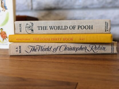 Winnie the Pooh Lot - 1957 The World of Pooh - The Pooh Party Book & THe World of Christopher Robin - Circa 70s - Spine View