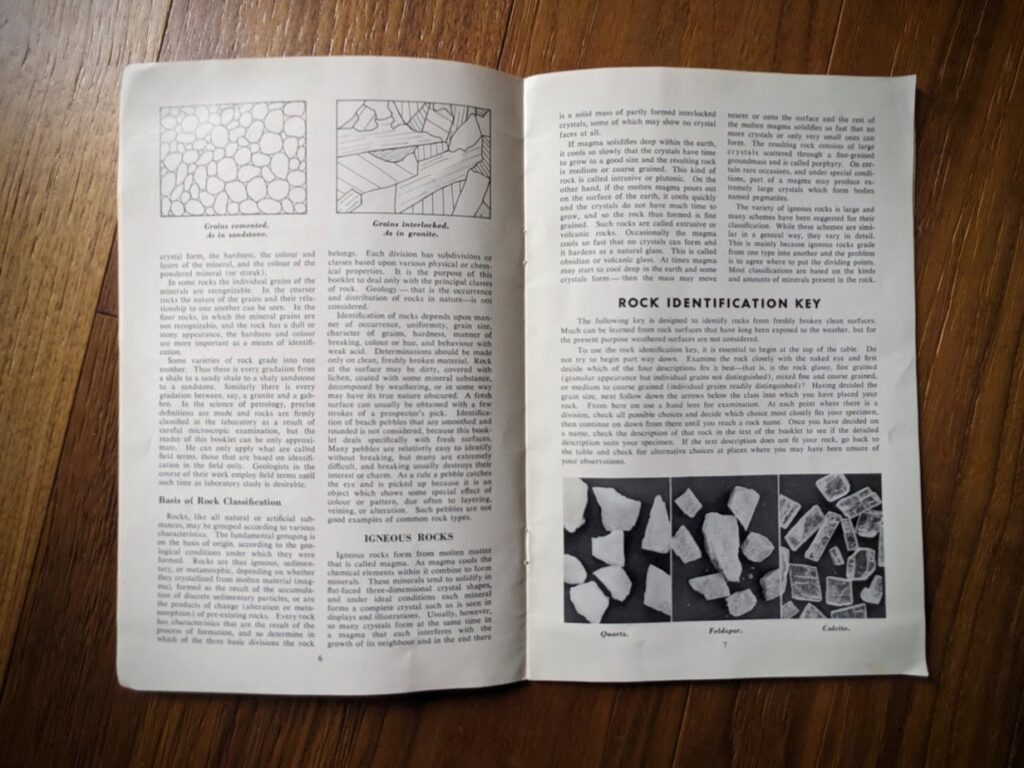 1961 The Identification of Common Rocks - British Columbia Department of Mines and Petroleum Resources - pages inside