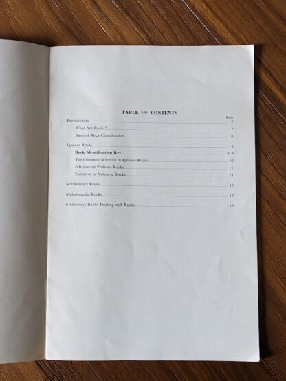 Table of Contents - 1961 The Identification of Common Rocks - British Columbia Department of Mines and Petroleum Resources