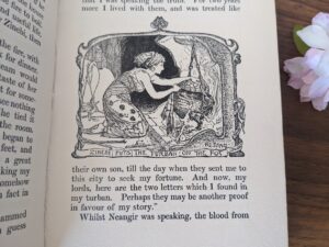 Zinebi puts the turban on the pot - illustration by H. J. Ford - 1909 The Marvellous Musician and Other Stories - Andrew Lang - First Edition