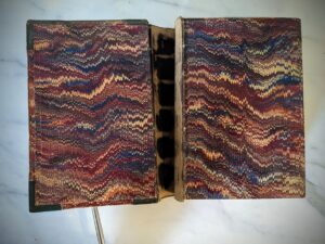 front pastedown and endpaper with spine damage - 1963 The Virginians by W.M. Thackeray - Published by Bradbury and Evans
