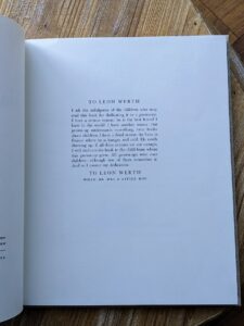 Dedication page - 1943 The Little Prince by Antoine De Saint-Exupery