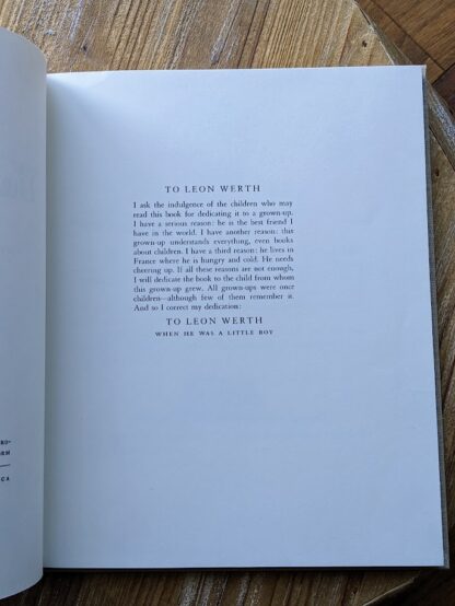 Dedication page - 1943 The Little Prince by Antoine De Saint-Exupery