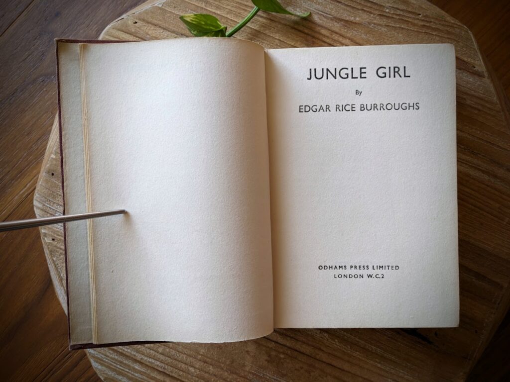 Title page - 1933 Jungle Girl by Edgar Rice Burroughs - Odhams Press Limited