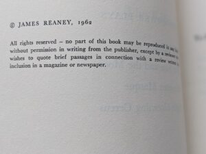 copyright up close - 1962 The Kildeer & other Plays by James Reaney - Signed by Author - First Edition