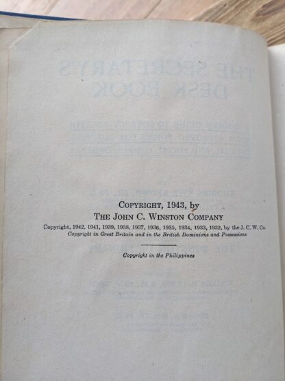Copyright page - 1943 The Secretary's Deskbook - The John C. Winston Company
