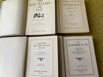 Title pages of a Lot of 4 Antiquarian Wizard of Oz Books - By L. Frank Baum