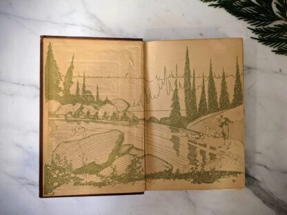 front pastedown and endpaper - 1924 Flint and Feather by Pauline Johnson Ninth Edition - Rare Hardcover Leather Copy