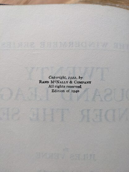 copyright up close - 1940 Twenty Thousand Leagues Under the Sea - Rand McNally & Company
