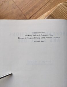 copyright page up close - 1957 Inorganic Reactions and Structure - Edwin S. Gould - Henry Holt and Company