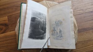 Front title frontispiece illustration inside - 1874-1876 Charles Dickens Set - Chaplin and Hall London