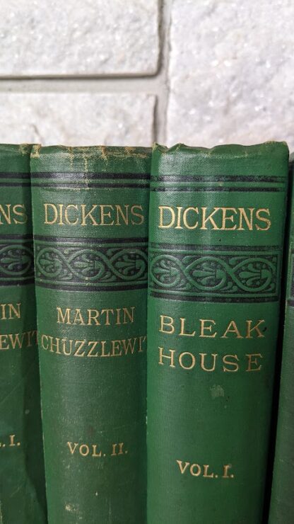 upper spine view - 1874-1876 Charles Dickens Set - Chaplin and Hall London