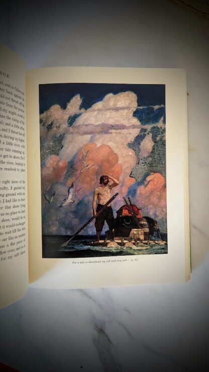 1983 copy of Robinson Crusoe by Daniel Defoe - Deluxe Edition - Illustration inside by N.C. Wyeth