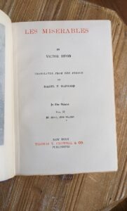 Title page -1887 Les Misérables - Vol 2 - By Victor Hugo - Thomas Y. Crowell & Co
