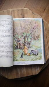 Colour illustration inside Eeyore and Pooh - 1957 The World of Pooh by A. A. Milne