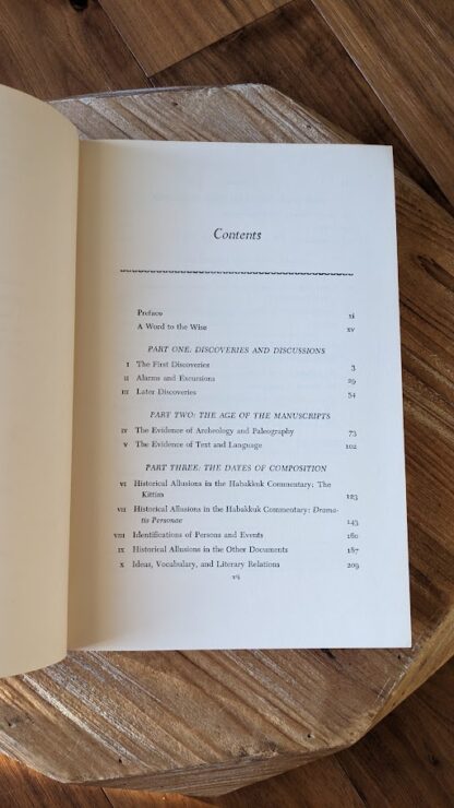 Contents page 1 of 2 - 1960 Dead Sea Scrolls by Millar Burrows - thirteenth printing