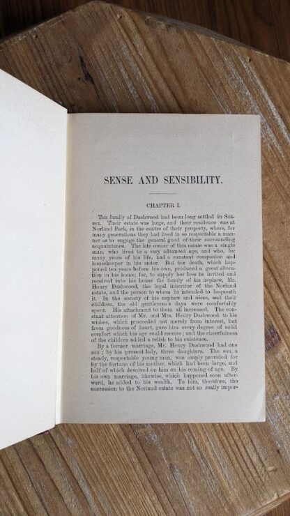 First page of Chapter 1 -Sense and Sensibility by Jane Austen - Thomas Y. Crowell - Astor Edition - Undated - Circa 1890s to early 1900s