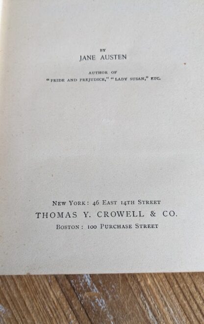 publishing information up close - Sense and Sensibility by Jane Austen - Thomas Y. Crowell - Astor Edition - Undated - Circa 1890s to early 1900s