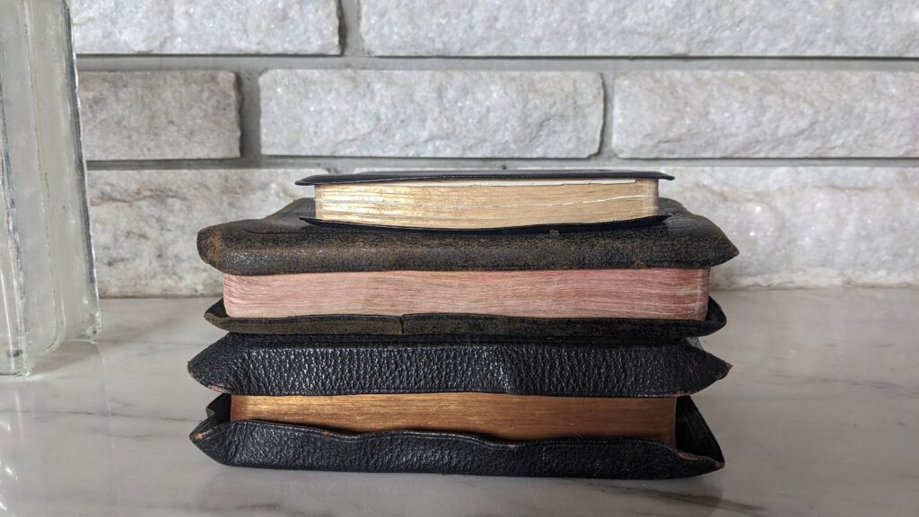 textblock view of 3 Antiquarian Bibles