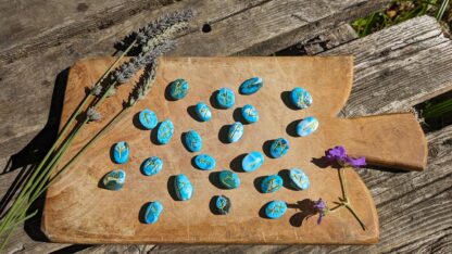 Rune set engraved on Natural Blue Morenci Turquoise