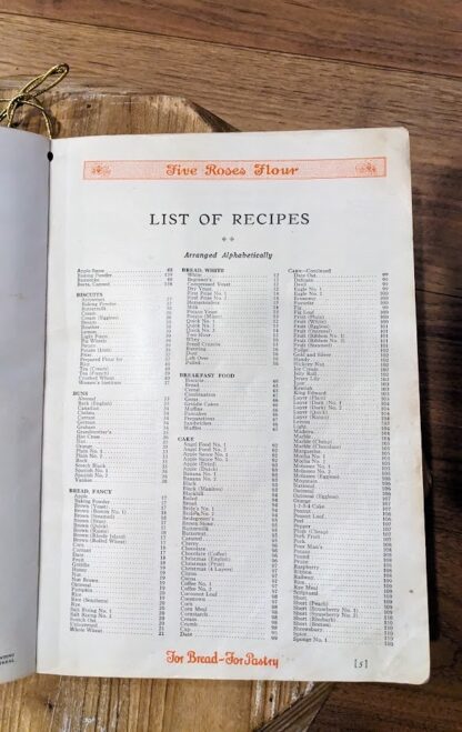 list of recipes page 1 of 3 - 1915 Five Roses Book Book; Bread and Pastry Etc