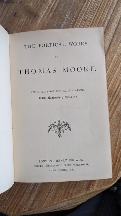 Title page -The Poetical Works of Thomas Moore - published by Henry Frowde - undated