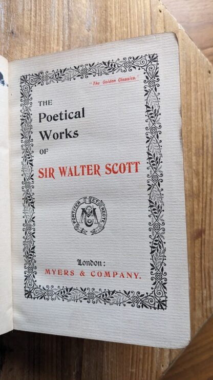 Title page - Undated Antiquarian copy of The Poetical Works of Sir Walter Scott - Published by Myers & Company