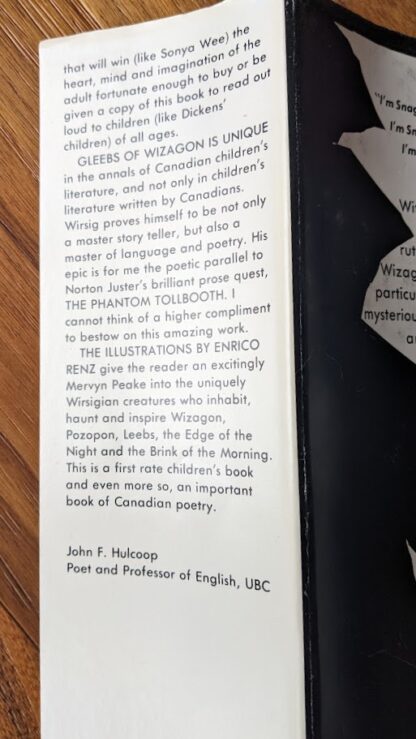 back flap on dustjacket - 1981 - Gleebs of Wizagon - First Edition