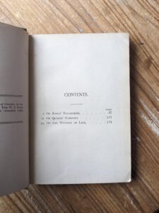 Contents page -1897 Sesame and Lilies; Three Lectures by John Ruskin - W.J. Gage & Company, Toronto