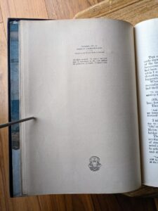 Copyright Page - 1941 The Scottish Chiefs by Jane Porter - Published by Charles Scribner's Sons