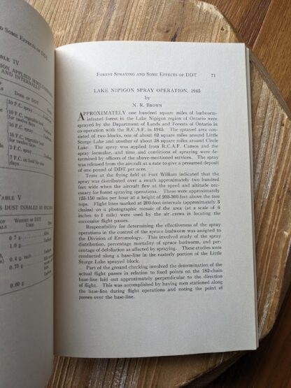 Lake Nipigon Spray Operation in 1945 - 1949 copy of Forest Spraying and Some Effects of DDT - published by Department of Lands and Forests - Ontario Canada
