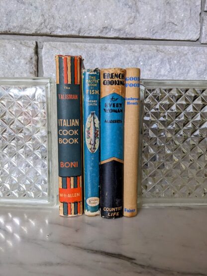 Lot of 4 Vintage Cookbooks (1930-1962) – Italian, French, and Classic Recipes - spine view