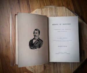 Title page - 1877 Heroes of Discovery by Samuel Mossman published by Oliphant Anderson & Ferrier