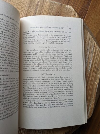 a page inside a 1949 copy of Forest Spraying and Some Effects of DDT - published by Department of Lands and Forests - Ontario Canada