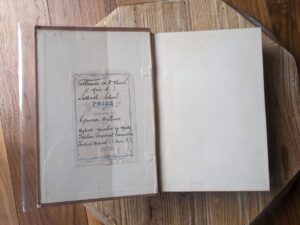front pastedown and endpaper - 1877 Heroes of Discovery by Samuel Mossman published by Oliphant Anderson & Ferrier