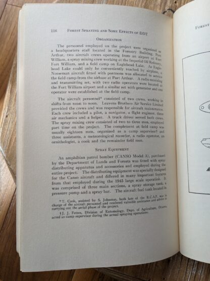 page inside - 1949 Forest Spraying and Some Effects of DDT - published by Department of Lands and Forests - Ontario Canada