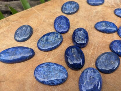 reverse side view up close - Rune set hand carved on 600 Ct Natural Blue Lapis with Gold Pyrite Spots